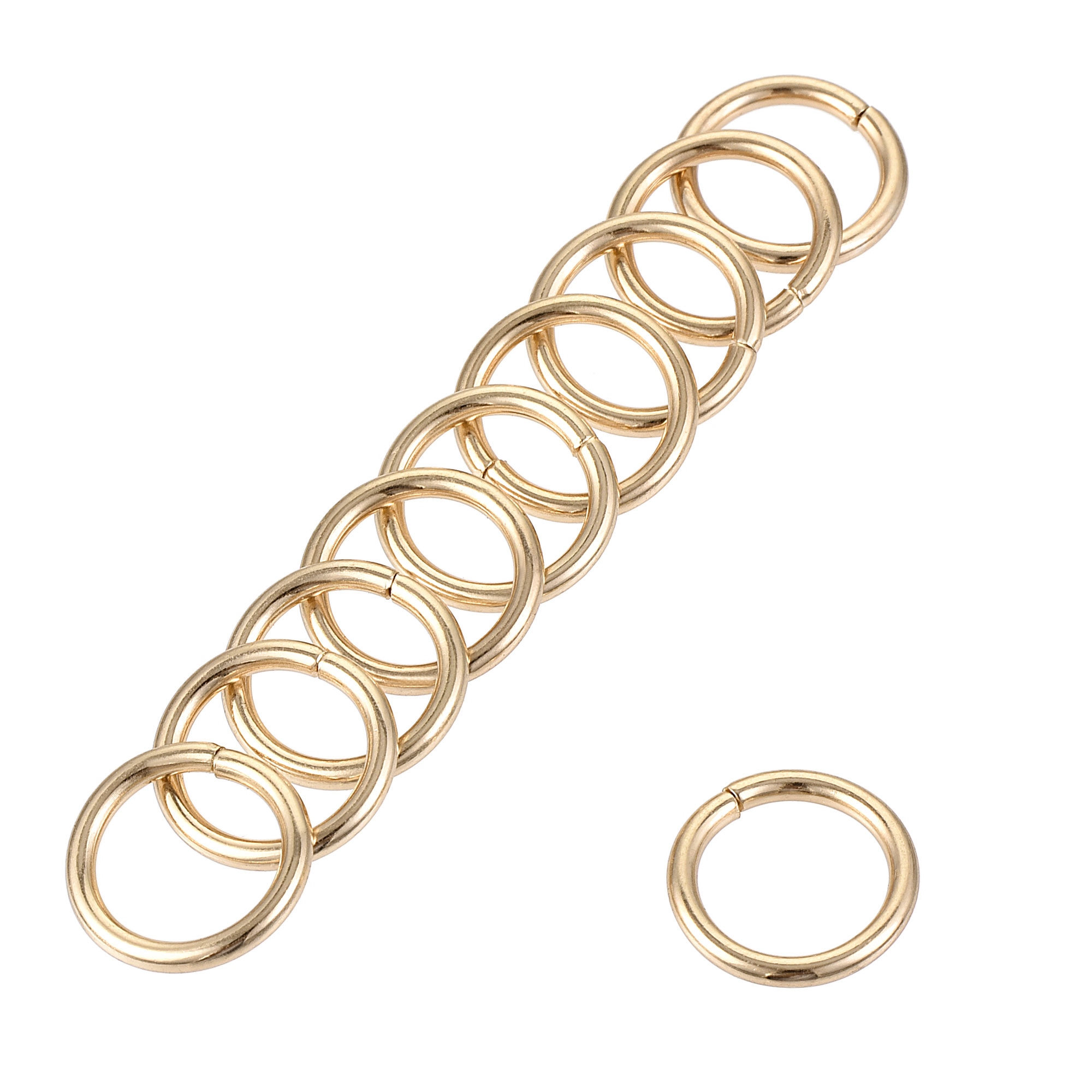 Unique Bargains 10mm Metal O Rings Non-Welded for Straps Bags Belt DIY Gold Tone 30pcs - Gold Tone